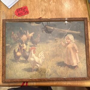 Framed Vintage Farm Scene Art